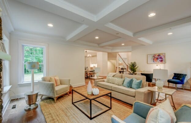 Adams III Farmhouse model home living room