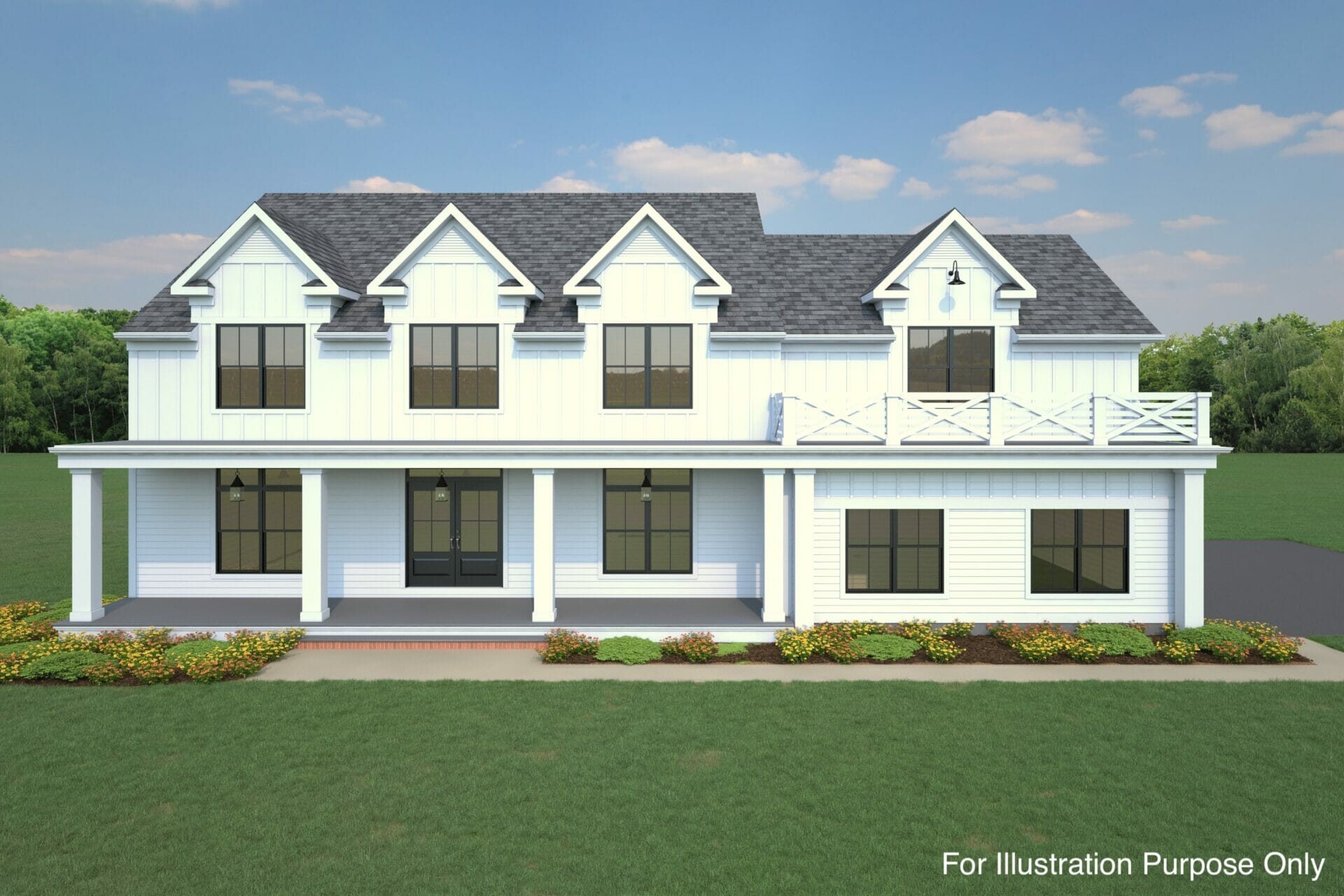Adams III Farmhouse front exterior illustration May 2023