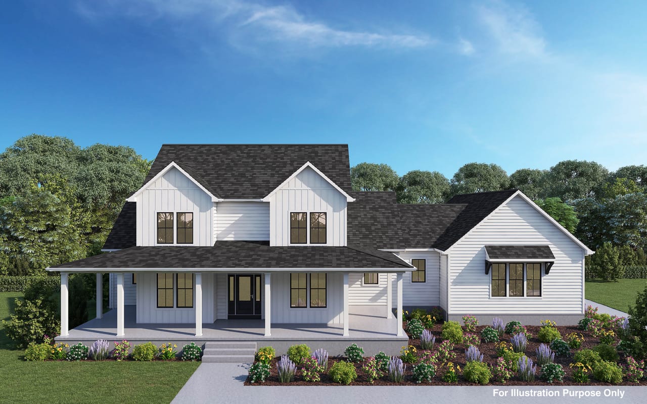 Georgia Farmhouse front exterior house  colored rendering