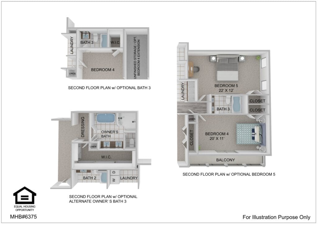 Roosevelt III Farmhouse colored second floor plan options
