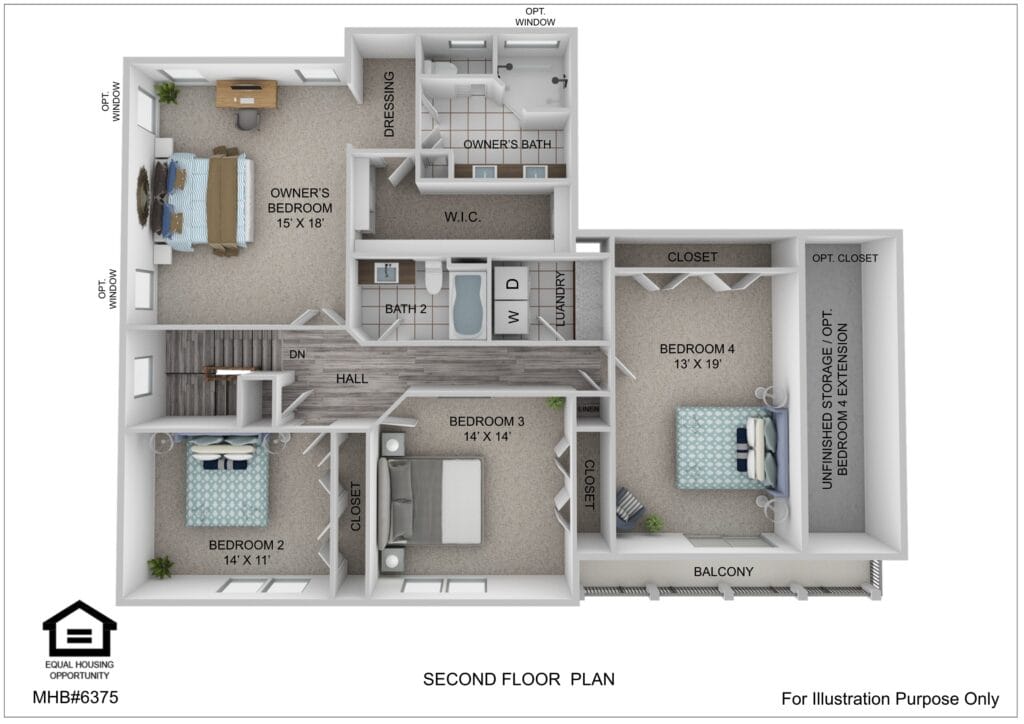 Roosevelt III Farmhouse colored second floor plan