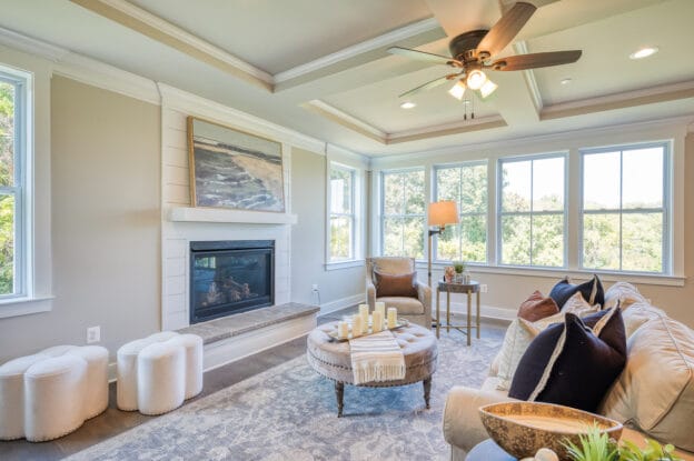 Living room with window view in new home